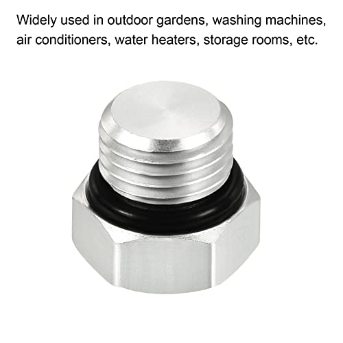 G1/4 Man Thread Hex Pipe Plug, 3 Pack Aluminium Nut Cap Cap Socket slang passen Adapter Connector voor water brandstof gas buis, zilver 5