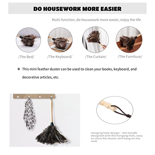 Mini Ostrian Veerstofzuiger met houten handvat Wasbaar reinigingsgereedschap voor boeken, Keyboard Office Home