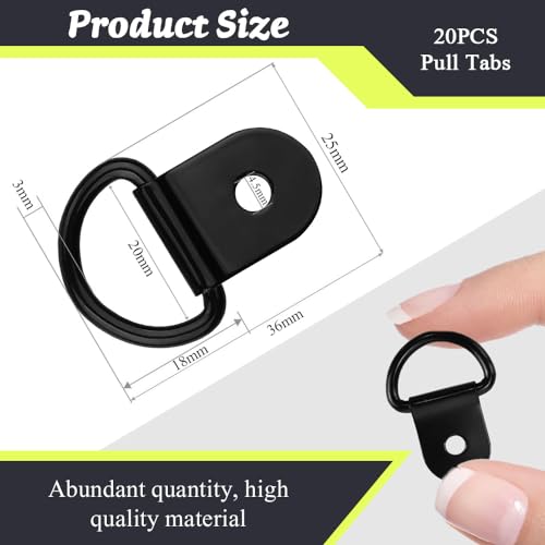 20 st D-ring Tie Downs, Lashing Black D Ring Tie Downs Anker Trailer Tie Down Ring voor Car Truck Trailer Cargo RV boten