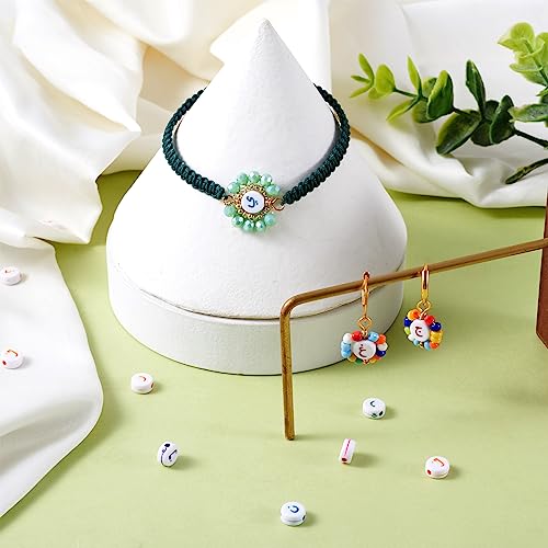 200 st Acryl Arabische alfabet kralen Gemengde kleur 7mm Platte Ronde Acryl Spacer Losse kralen voor sieraden kralen het maken van kunst Ambacht Weven DIY armbanden, Willekeurige gemengde kralen