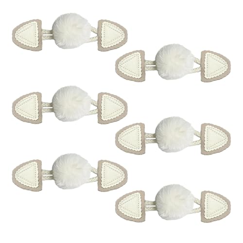 Gebreide jasknoppen, 6 paar leren jasknoppen, 16 cm wollen ballen Sluitingen voor jasjes, Off-White lederen knoppen voor truien, vesten, tassen