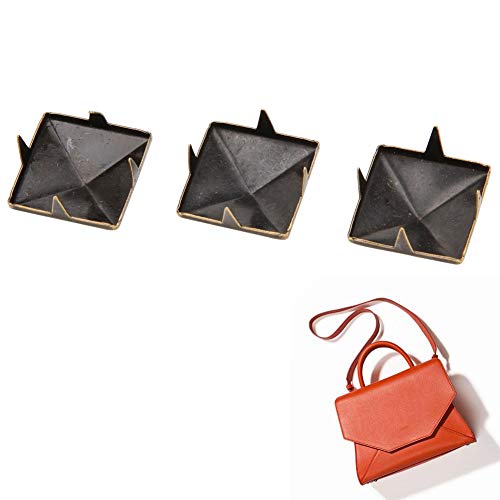 100st Piramide Rivets, 10-15mm Square Brass Dots Hielen 4 Klauwen Metalen Rivets Kralen Lederen Decoratie Vierkant Rivets voor schoenen, tassen, armbanden, Kleding(Bronzen 12mm) 5