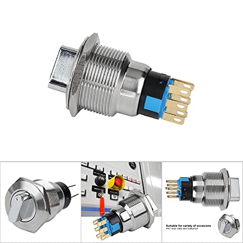 Inverter, 19mm 5A 5~14N Roestvrij staal Roestvrij stalen draaiknop Waterdicht IP67 Selective Switch(6 Pin And 3 Level) 5