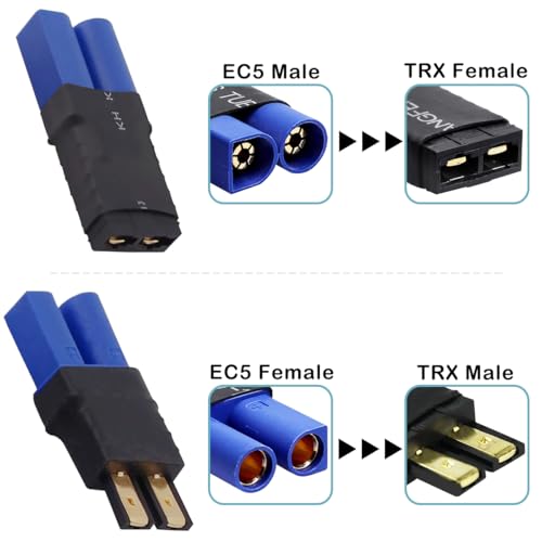 2 paar voor Traxxas Plug naar EC5 Plug/Socket, RC Batterij Aansluitadapter ESC Charger, Compatibel met TRX/voor Traxxas Lipo Batterij, voor RC Car, RC Boat, Solar Light en Balance Car 3