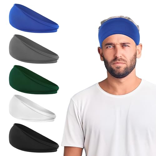 Pack of 5 Sports Headbands for Men Women / Women / Men / Women / Sweatbands / Headband / Headband / Headband / Black for Workout, Football, Jogging, Running, Cycling, Yoga