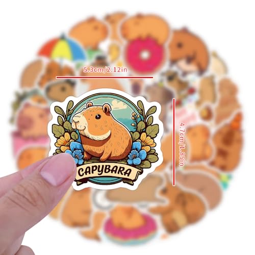Capybara Sticker Set voor tieners en volwassenen, Verpakking van 100 waterdichte Vinyl Stickers, Auto, Motorfiets, Fiets, Skateboard, Snowboard, Bagage, Laptop, Koffer, Helm, Motorfiets 3