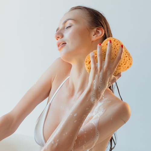 2 st sponzen bad, grotere bad spons honingraat douche body spons zachte exfoliaterende douche puff dicht schuim voor zachte en diepe reiniging voor vrouwen en mannen 3