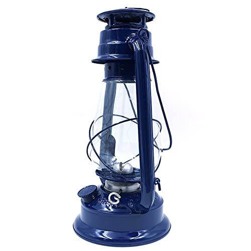 30cm Vintage Storm Lantaarn Lichten Olielamp Burning Lantaarn Retro Kerosene Lampen Klassieke Olielamp Tafel Lantaarns voor thuis, Tuin, Camping Citronella - Blauw