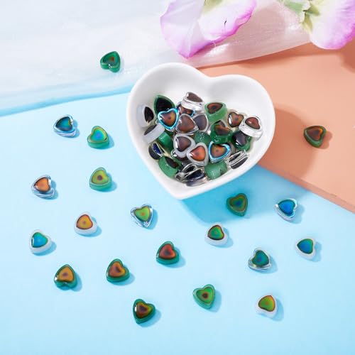 50 stuks hartglas kralen Twee Toon Temperatuur Gevoelige kleur veranderende kralen 12mm Sweetheart Crystal kralen voor sieraden armband Vrouwen DIY oorbellen ketting ambachtelijk 4