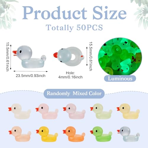 50 st Lichtgevende eenden kralen Glow in donkere Europese kralen Grote kralen Eendenvorm Spacer Kralen Willekeurige kleuren Eenden Bedels voor armband sieraden maken 4