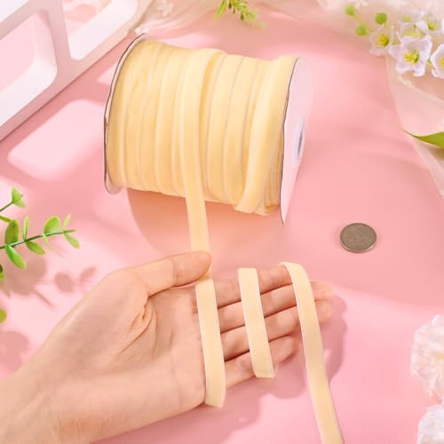 50m Velvet Ribbon 10mm Single Sided Velvet Ribbons Beige Bow Making Libbons for DIY Crafts Cadeau Verpakking Bow Choker Haar Tie Kleding Accessoires 5