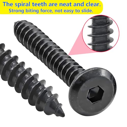 Verpakking van 20 Self Tapping Schroeven, Hex Socket Head Schroeven, M6*50mm Flat Head Schroeven, Meubilair Aansluiting Schroeven, Zwart 3