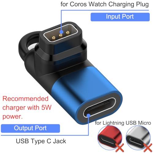 USB C-oplader voor Coros Pace 2/Pace 3/Apex/Apex pro/Apex 42mm//Apex 46mm/Vertix/Vertix 2 smartwatch, Laden van type C Kabel converter 90 graden hoekadapter 3