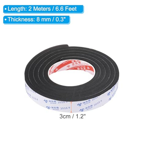 2M Afdichtingsschuimtape, 3cm breed, 8mm dik, Single Side Weather Stripping Deur Seal Strip voor raamdeur isolatie, zwart