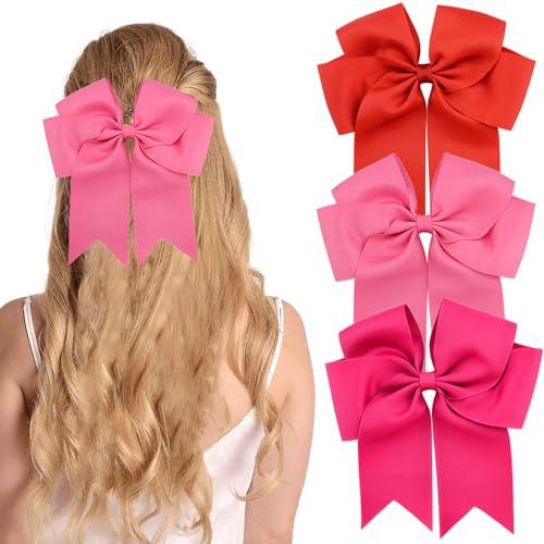 3 st Bow Hair Clip, Satin Hair Bow voor vrouwen meisjes 6,1 inch effen kleur Bows Hairpin Schattig lang Tail Hairpin Franse Barrettes Accessoires voor verjaardagsfeest