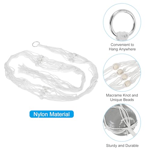 Macrame Indoor Plant Hangers, 2 stuks Lange Hangende Plant Plank met stevige houten basis voor thuis decor, hangende muur Plafond raam, wit 4