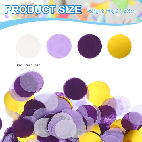 Ronde weefsels Papier Confetti 1 inch, Tafel Confetti cirkel Dots voor bruiloft verjaardag feest ballon decoraties (50g), paars / goud