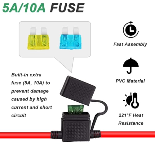 OBD2 autobatterij verandering Saver Geheugen Voertuig, OBD-autogeheugen Saver Protection Connector 12V digitale weergave OBDII Batterij Leak Detective Kit met 5A Fuse, 10A Fuse 5