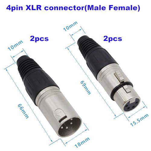 4st Solder Connectors XLR 4 Pin Man/Vrouw Plug Microfoon Kabel, Microfoon Audio Jack, XLR Stereo Jacks