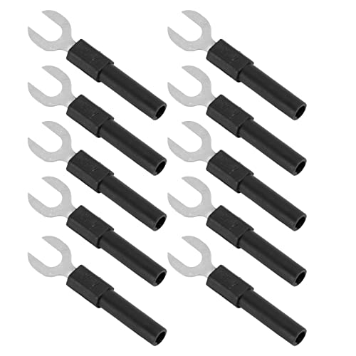 J.20016 U-Shaped Banana Plug, U en Y type Pins 6mm met 4mm Safety Banana Plug, Pack van 10 (Blauw) 3