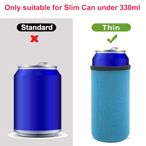 Bierkoelhoes voor minder dan 12oz/330ml Slim Can, 4 stuks geïsoleerd Neopreen kan sleeves Non Slip Can koeler houder voor bier Drank - zwart rood groen blauw