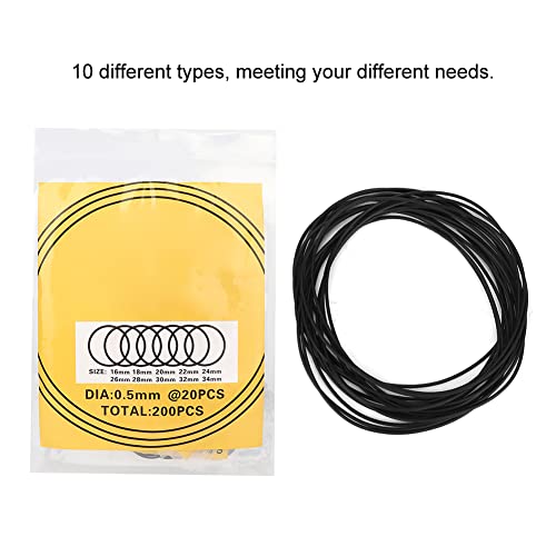 Watch Back Cover Sealing Pakking Pakkingen, 200Pcs O-ring Waterdichte Rubber Afdichting Horloge O-ringen Afdichtingen, O-Ring Watch Pakking, Rubber Pakking (0,5mm Waterdichte Ring) 4