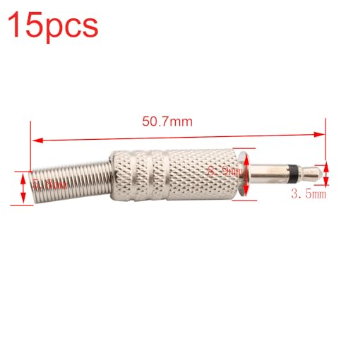 15st TS Mono Plug 3,5mm Solderen DIY Audiokabel Plug Vervanging Hoofdtelefoon Hoofdtelefoon Plug Zilver 3