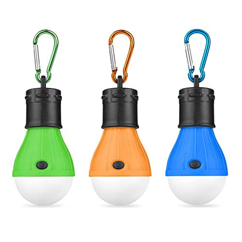 Verpakking van 3 Campinglamp, LED Campinglamp, LED Campinglantaarn, Tentlamp, Campinglamp met Carabinerhaak, Noodverlichting, Campingverlichting voor avontuur, Vissen, Stroomuitval, Waterdicht
