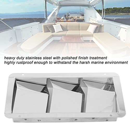 Boot Ventilatie Grille, One Pair Marine Air Vent Cover 3 Slots 210x110mm Rechthoekig Louvre 304 Roestvrij staal Universeel voor boten