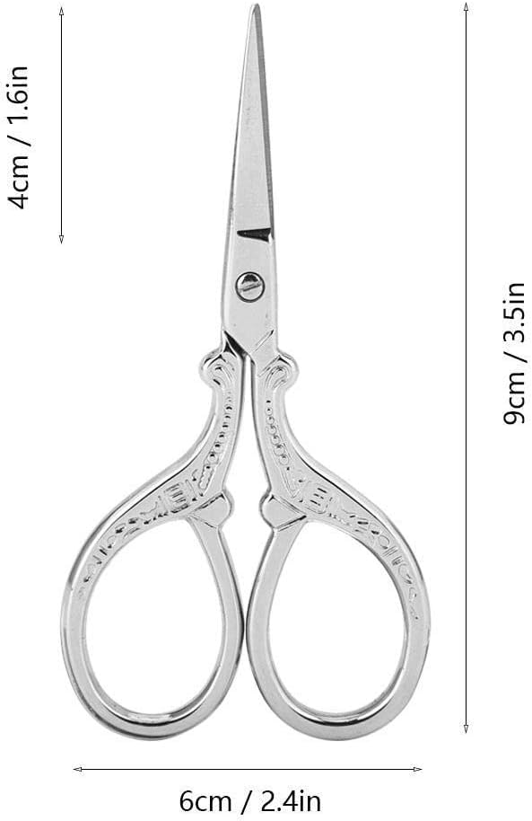 Borduurwerk Schaarset, Naaischaar Scherppunt Roestvrij staal Vintage European DIY Tools Naadstress Schaar voor stof Borduren Naaldwerk(Zilver)