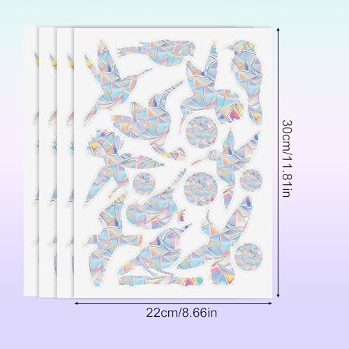 4 Sheets/64pcs Stickers om te voorkomen dat vogelcrash op Windows, Static Adhesion Anti-Collision Stickers om vogelaanvaring te voorkomen voor thuis balkon kantoor en glazen deuren