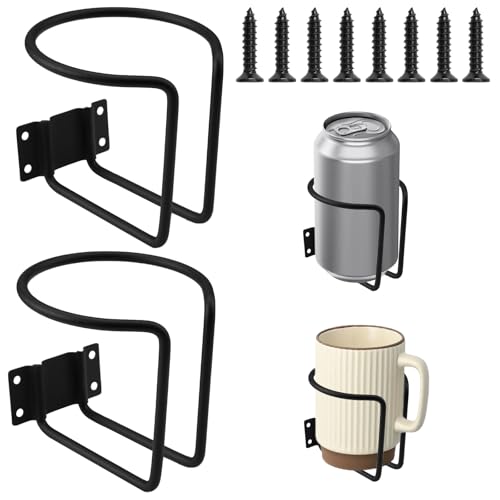 Roestvrij stalen bekerhouder voor botenringen, Roestvrij stalen ring bekerhouder, 2 stuks bekerhouder voor auto, marine, jacht, vrachtwagen, RV, auto, aanhangwagen (zwart)