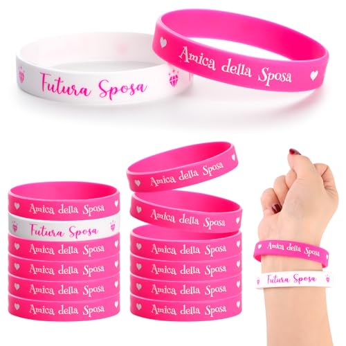12 stukken Bangles Hen Party Gadget armband toekomstige bruid team bruid vriend bruid accessoires bruid te zijn dames voor feest bruiloft verloving (Neon Pink)