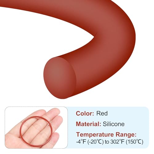 O-Ring Siliconen 52mm OD 48mm ID 2mm Breedte, 15st Metrische Seal Vmq Vervanging voor reparatie kleppen Hydraulische Compressor, Rood 3