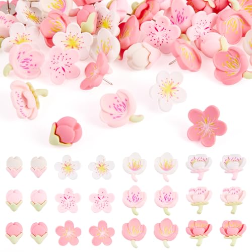 48 st Bloemen Tacks Bloemen Tekenen Pins Leuke Push Pins Set Hars Bloemen Decoratieve Duim Tacks Bulletin Board Tack voor Kaart Cork Board Posters Fotoweergave Office Home