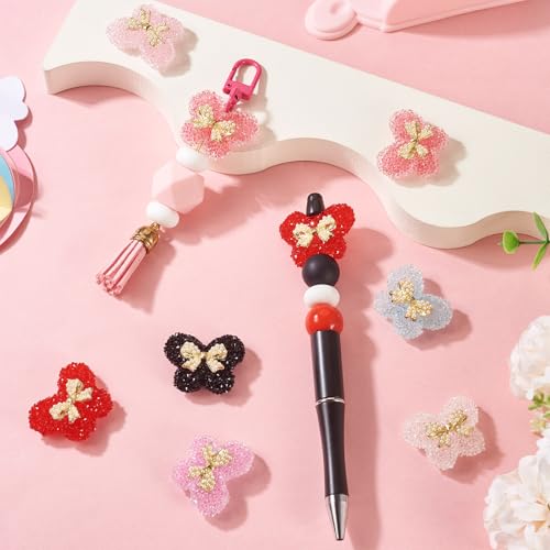 7 stuks strik en vlinder acryl kralen suikerachtige vlinder spacer kralen doorschijnend Frosted gummy snoep dikke kraal voor doe-het-zelf armband ketting sieraden maken