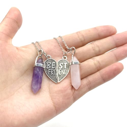 Beste Vriend Kettingen voor 2 Meisjes, Genezing Crystal Friendship Ketting, Bijpassende Hart Kettingen voor Beste Vrienden Meisjes Vrouwen Kettingen, sieraden set, Crystal, Crystal 4