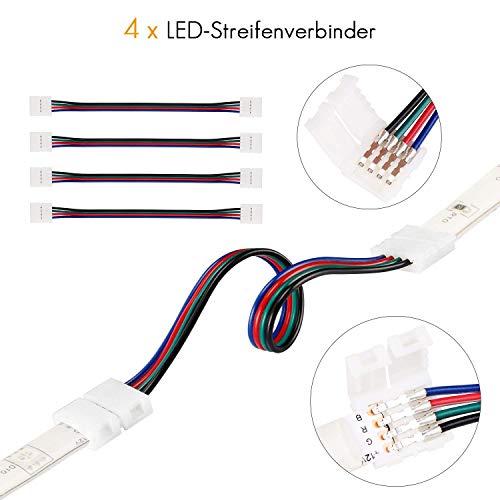 LED Strip Connector, Accessoire set voor 4 Pin RGB 5050 LED Strips, LED Strip Connector, LED Strip Divider, LED Strip Extension, LED Striphoekconnector, LED Montageclips strippen