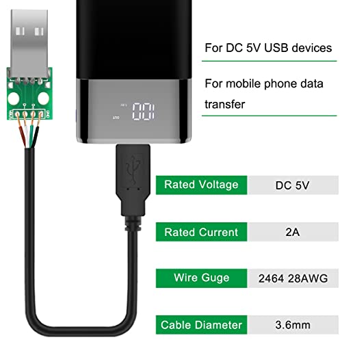 10PCS USB-kabel, USB 2.0 Type Een vrouwelijke man tot 4 Pin DIY Open Wire Data Charging Cord, DIY USB voeding, voor Arduino, USB man/vrouw 4