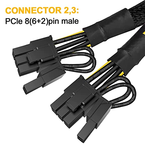 Sea PCI-e 6 Pin naar Dual PCIe 8 Pin (6+2) Graphics Card PCI Express GPU voeding VGA Y Splitter uitbreiding Kabel Mining Videokaart gemiste stroomkabel 20cm 4