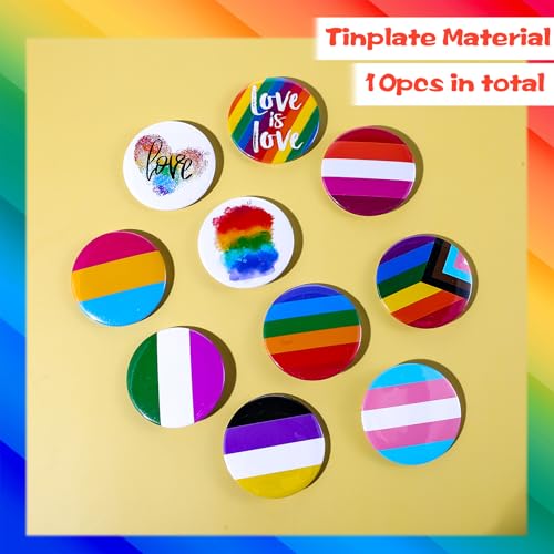10PCS Rainbow Pride Plug, 5.5x5.5cm Pride Pin LGBTQ Accessoires, Lesbisch, Homo, Biseksueel, Pride Stuff, Ronde Vlagknoppen voor LGBT Gay Pride 4