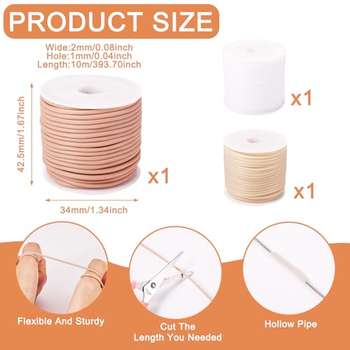 3 Rolls Holle Rubber Cords 2mm Pijp PVC Tubular Touwen met Plastic Spool Tubing Rubber Cord 3 Kleuren voor sieraden maken DIY Crafts armband Tubular Breitouw 4