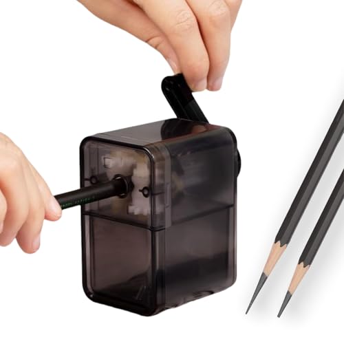 Handmatig potloodslijper, Crank Potloodslijper, Efficiënt Veiligheidsmateriaal, Veelzijdig gebruik voor koolstofpotlood voor kunstpotlood (zwart transparant)