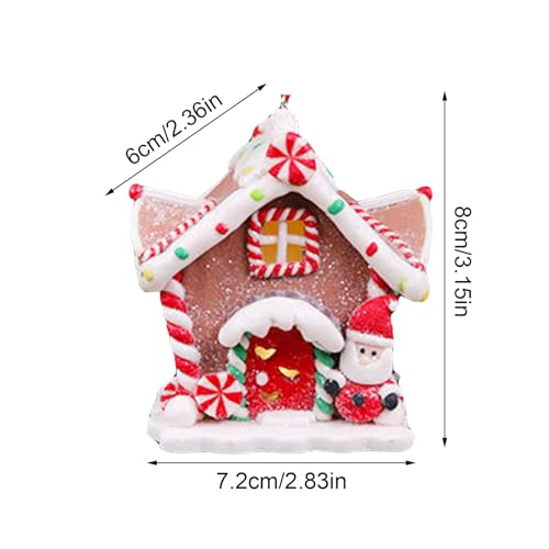 Set van 3 Kerstmis Home Ornamenten, Charmant Kersthuis met LED Lichtgevende Lichten, Zachte Keramische Decoratie Hanger voor Vakantie Feestelijke Decoratie (B)