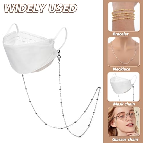 Verpakking van 5 glazen ketting voor vrouwen, glanzende glazen band, zonnebrillen kettingen, koord glazen houders rond de hals (rose goud, zilver, wit, K, imitatie goud, zwart), rose goud, zilver, wit, K 5
