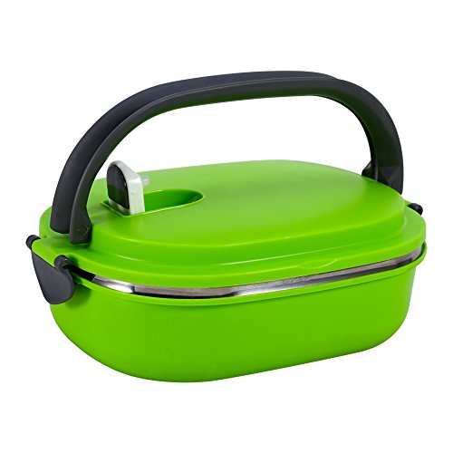 Draagbare Lunchdoos, Hot Lunch Box, Lunchdoos, Stapelbare Lunchdoos, Isolatie, Thermocontainer, Voedselcontainer, Luchtdichte Lagen met Handvat (Groen, 1 Capas)
