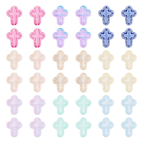 90 stuks kristal kruis kralen, gespoten glazen kralen, Lampwerk kralen, dikke kralen, kleurrijke kruis bedels, Losse kralen voor sieraden maken, DIY ambachten, Pasen