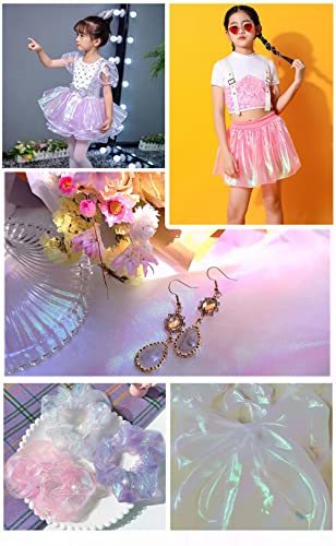 Organza Stof voor Naaien, Verkocht aan de Metre, 500 cm x 150 cm, Kleurrijke Glitter Organza Tulle Decoratieve Stof voor DIY Crafts Kleding Tulle rok Gordijn Sjaals Tafelkleed Trouwfeest