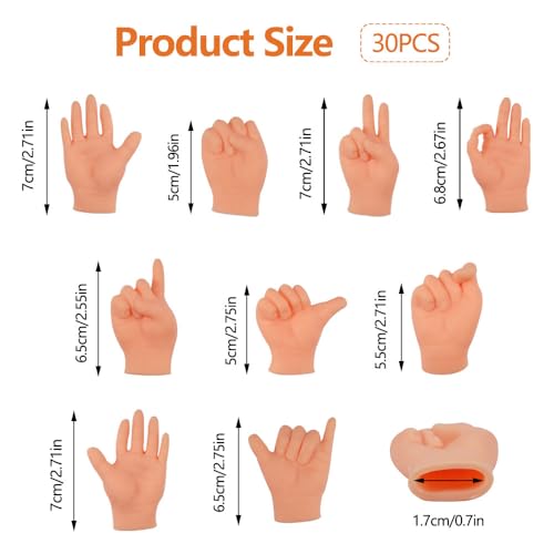 30 st. Mini Handen, Zeer elastische kleine handen, TPR Kleine handen Zachte en comfortabele Mini Handen voor katten Multi Style Opties Mini Handen Vingers voor Magie, Huisdieren, Fotoshooting