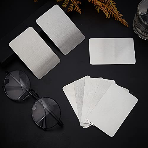 8 Stuks Metalen Business Cards met Optische Mazelen Graveren - Roestvrij staal 8.5 x 5.5cm - Voor Cadeaubonnen en Kantoorgebruik